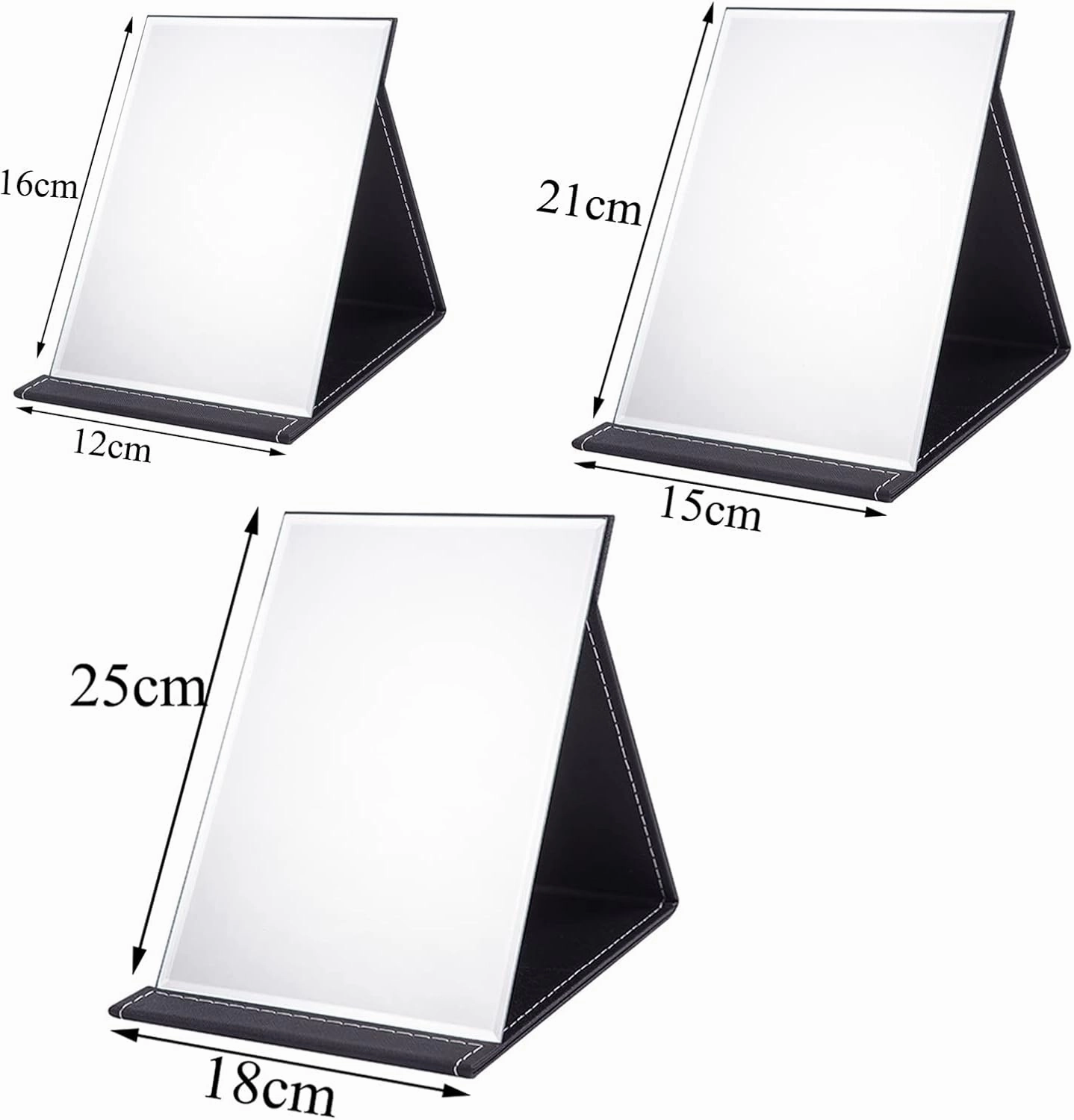 PU Leather Folding Makeup Mirror Table Mirror, Desktop Makeup Mirror,Travel Makeup Mirror,for Personal Office Travelling,Travel Makeup Mirror With Adjustable Stand,Folding Mirror,red Make-up mirror wi