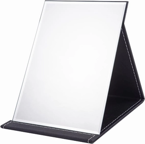 PU Leather Folding Makeup Mirror Table Mirror, Desktop Makeup Mirror,Travel Makeup Mirror,for Personal Office Travelling,Travel Makeup Mirror With Adjustable Stand,Folding Mirror,red Make-up mirror wi