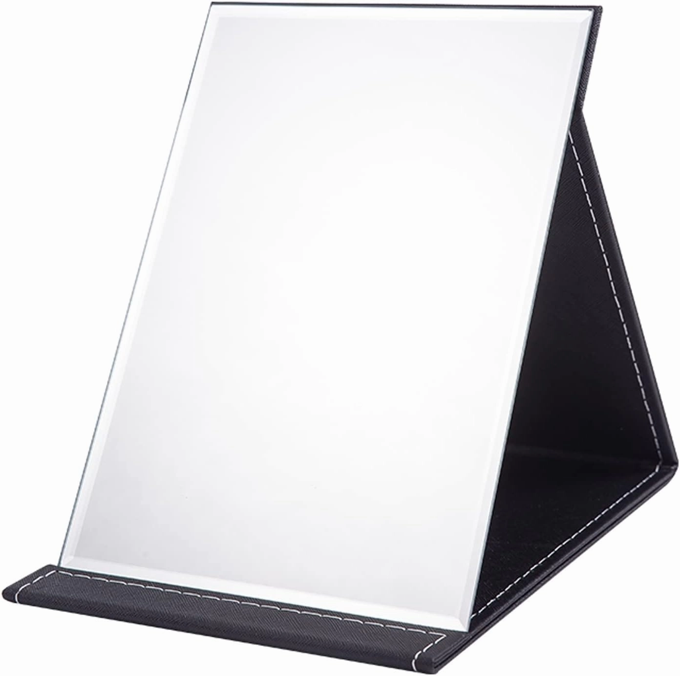 PU Leather Folding Makeup Mirror Table Mirror, Desktop Makeup Mirror,Travel Makeup Mirror,for Personal Office Travelling,Travel Makeup Mirror With Adjustable Stand,Folding Mirror,red Make-up mirror wi