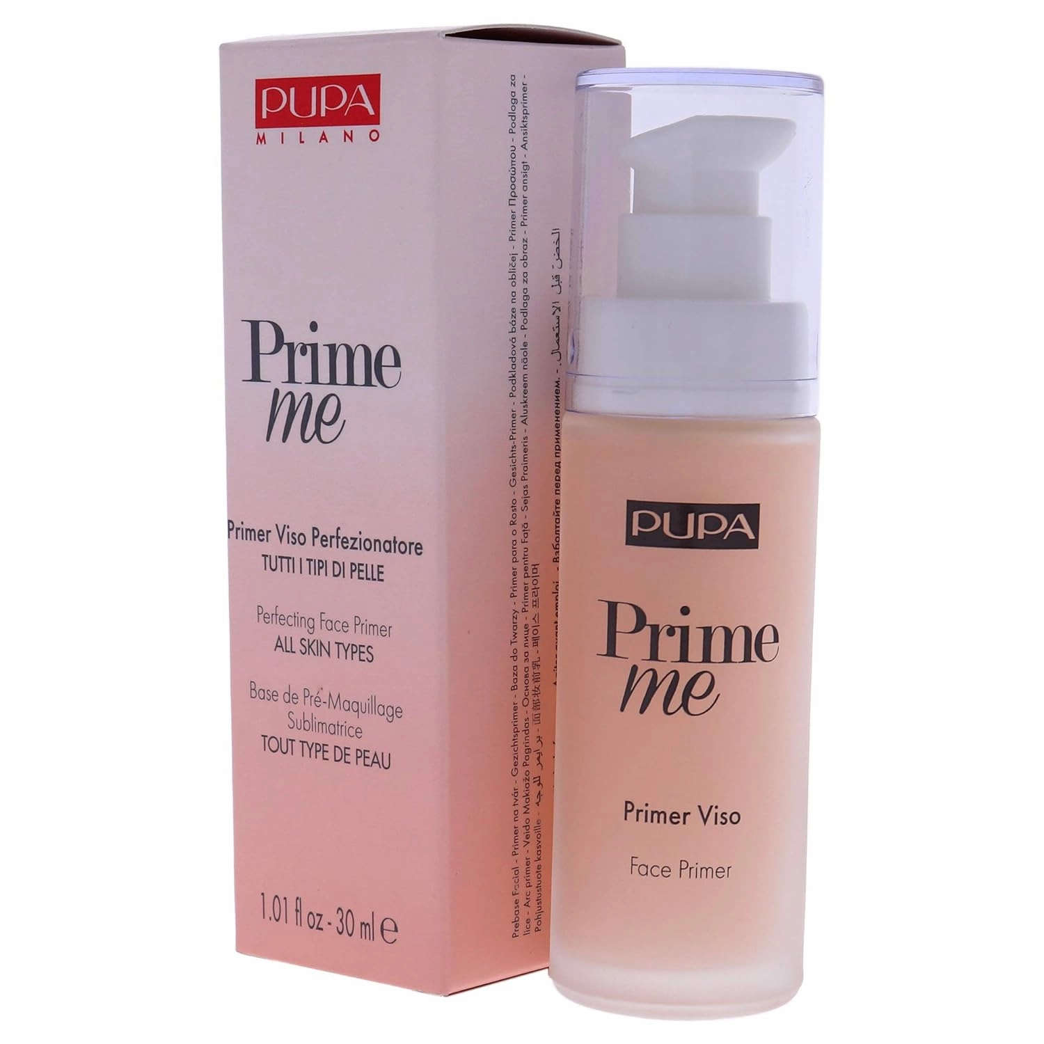 PUPA Milano Prime Me Perfecting Face Primer - Pre Make-Up Face Base - Visibly Minimises Expression Lines, Pores And Imperfections - Lightweight Texture - For All Skin Types - 001 Universal - 1.01 Oz