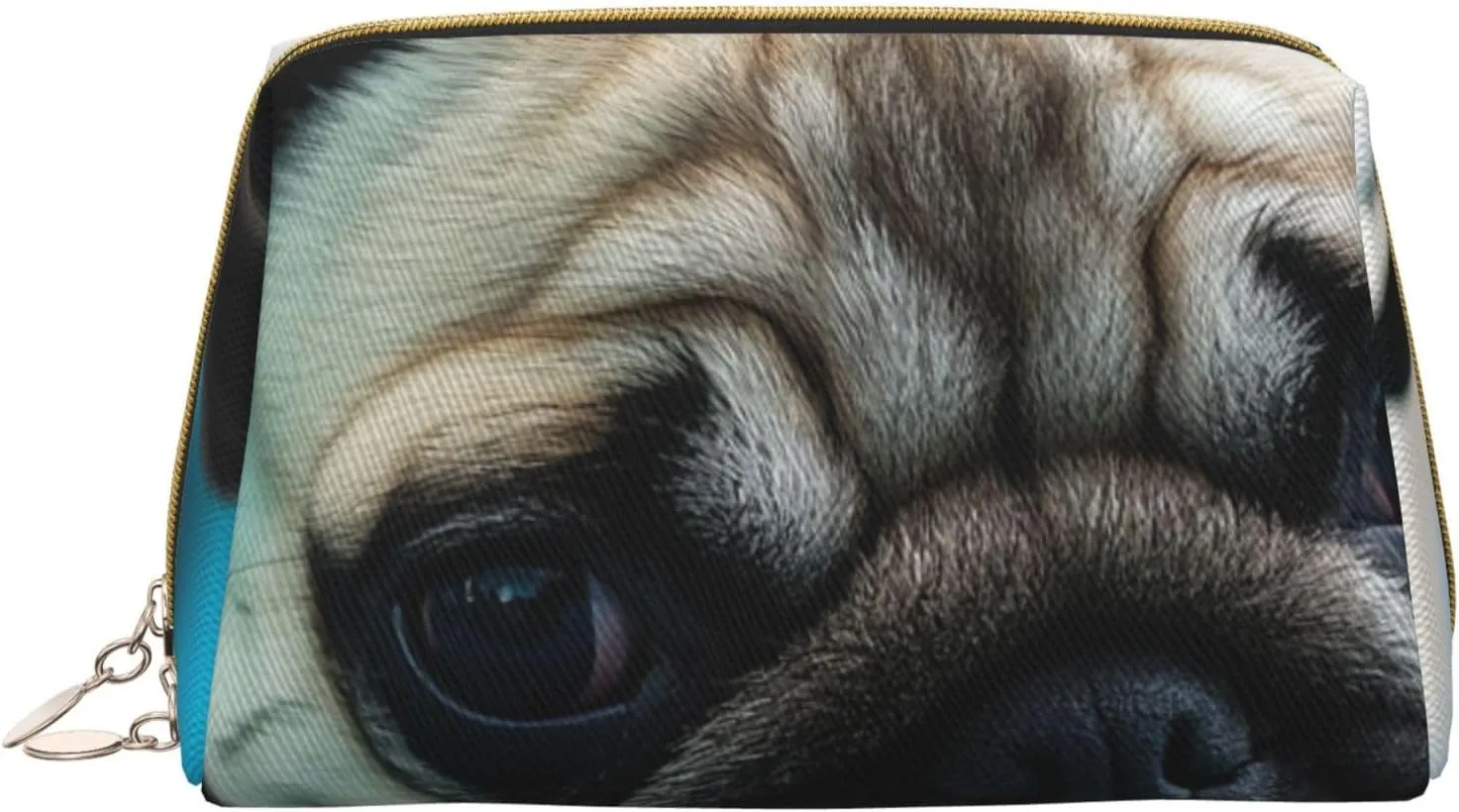 puppys pug Print Travel Makeup Bag, Women's Large Capacity Makeup Bag, Waterproof Portable Bag, Open Flat Makeup Bag