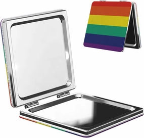 Rainbow Stripes Colorful Geomrtric Women Mini Cosmetic Mirror Folding Portable Pocket Makeup Mirror