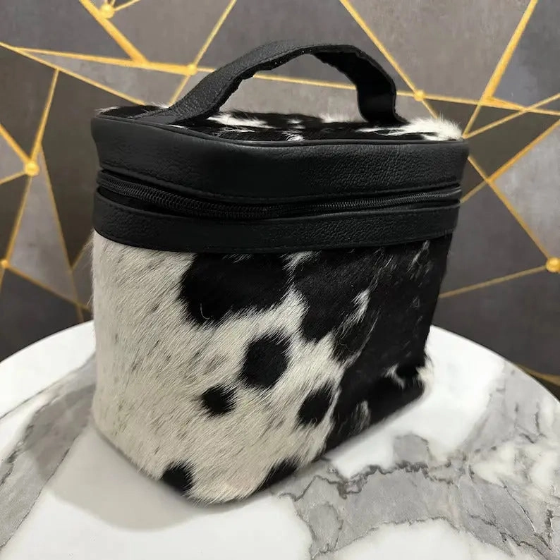 Real Cowhide Beauty Box | Handmade Cowhide Makeup Box