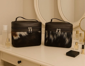 Real Cowhide Beauty Box | Handmade Cowhide Makeup Box