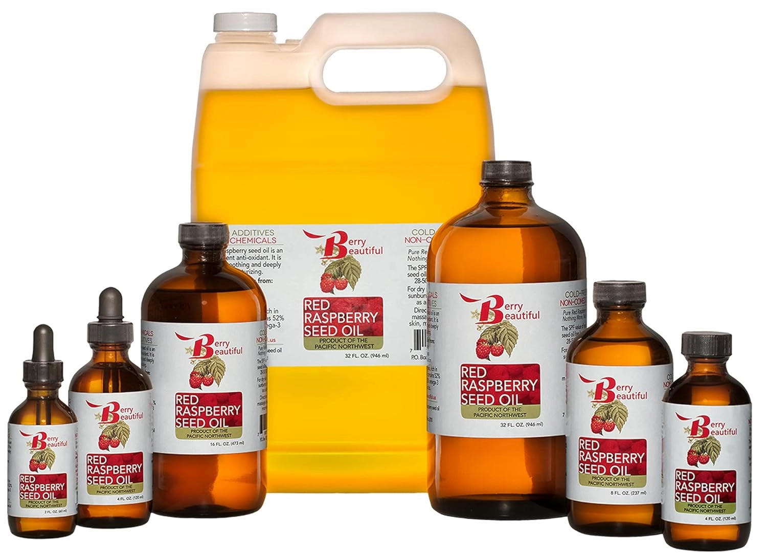 Red Raspberry Seed Oil - 32 fl oz - Cold-pressed from Raspberries grown by Northwest Berry Co-op farmers