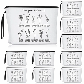 Reginary 10 Pcs Christian Gifts for Women Bulk Religious Cosmetic Bag Inspirational Bible Verse Floral Makeup Bag Motivational Quotes with Zipper for Women Sister Church Members(White)