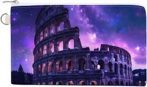 Rome Italy Famous Ancient Landmark Coin Purse Pouch Fashion Card Holder Wallet Makeup Bag with Zip for Men Women