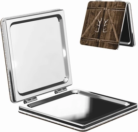 Rustic Antler Country Gate Women Small Makeup Mirror Compact Handheld Cosmetic Mirror for Purse Pocket