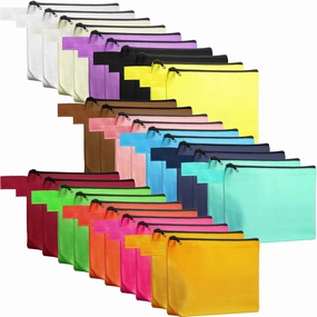 Saintrygo 30 Pcs Makeup Bag Travel Canvas Cosmetic Bag Bulk Multipurpose Small Makeup Pouch for Purse Portable Blank Zipper Toiletry Organizer DIY for Women Assorted Color(Classic,9.8 x 5 x 2 Inch)