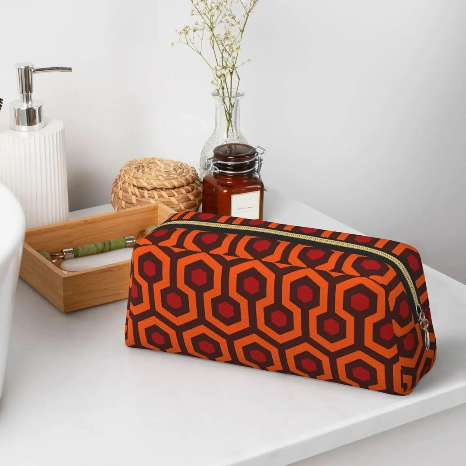 Shining Overlook Print Pencil Case With Zipper, Large Capacity Pen Bag For Pencils, Leather Pouch For Travel