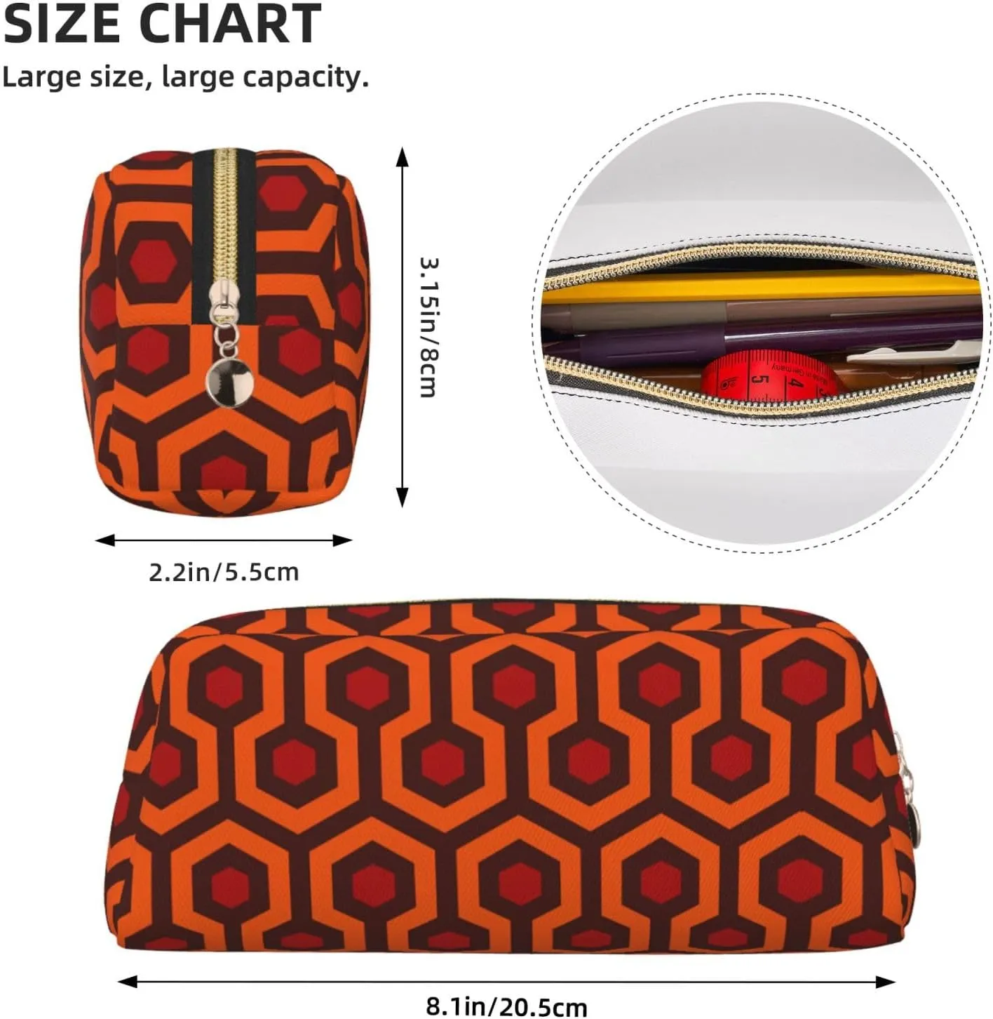 Shining Overlook Print Pencil Case With Zipper, Large Capacity Pen Bag For Pencils, Leather Pouch For Travel
