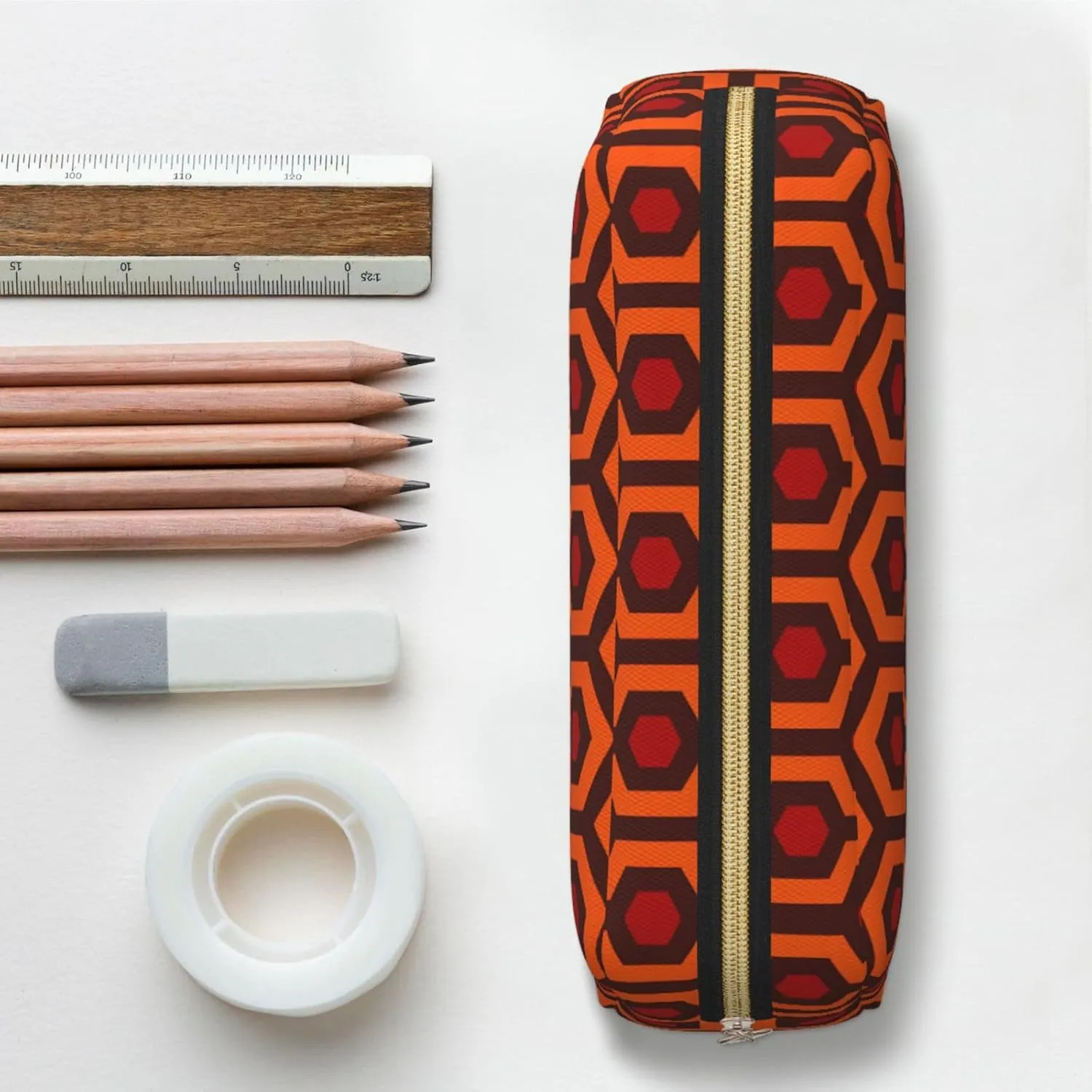 Shining Overlook Print Pencil Case With Zipper, Large Capacity Pen Bag For Pencils, Leather Pouch For Travel