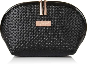 Skone Luxury Designer Makeup Bag – Stylish Patent Leather Cosmetic Organizer with Rose Gold Zipper, Travel-Friendly, Waterproof, Durable & Cruelty-Free for Beauty Essentials and Accessories, Black