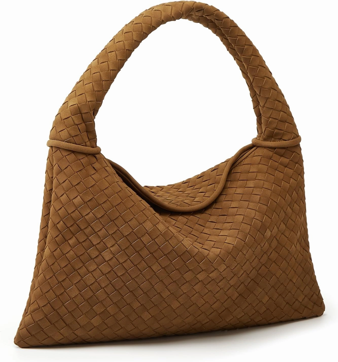 Slouchy Woven Suede Hobo Bags Women Trendy Suede Purse Crossbody Crescent Shoulder Satchel Work Bag Top Handle Tote Handbag