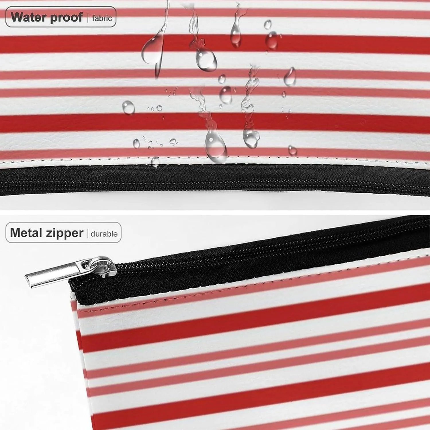 Small Cosmetic Bag, Red and White Candy Stripes Makeup Bags Elegant Roomy Pouch for Women,Travel Toiletry Accessories Organizer