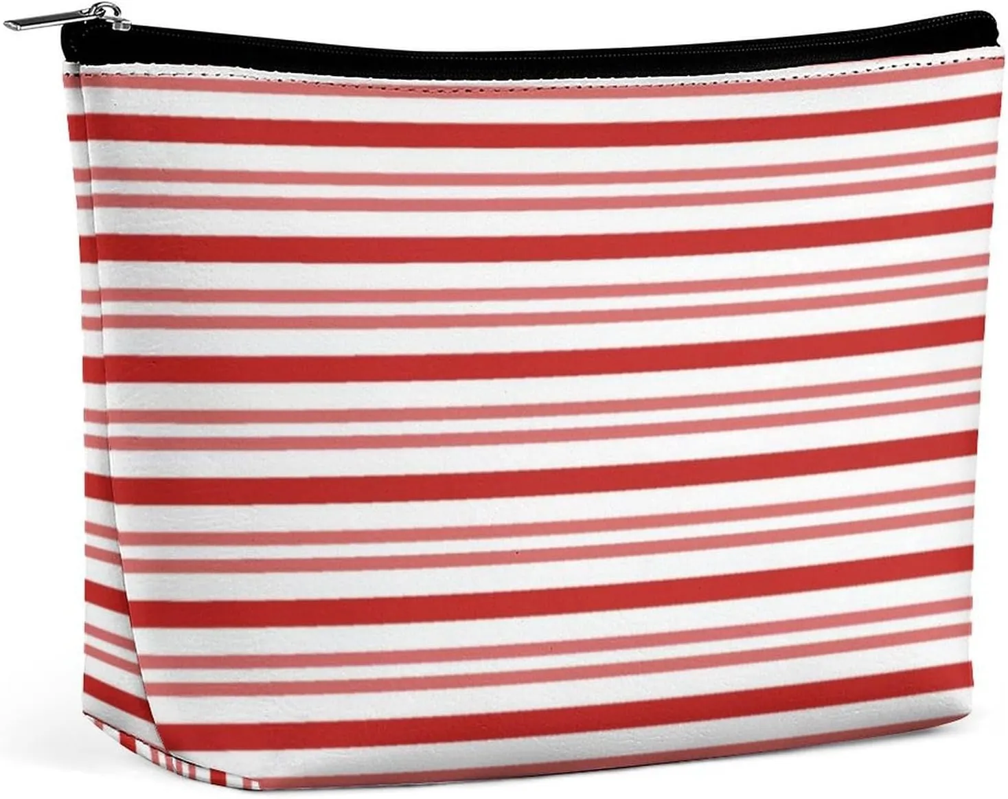 Small Cosmetic Bag, Red and White Candy Stripes Makeup Bags Elegant Roomy Pouch for Women,Travel Toiletry Accessories Organizer