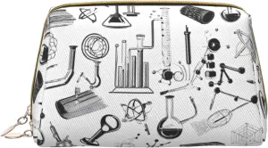Small Makeup Bag Cosmetic Pouch Makeup Organizer, Toiletries Bag Women Travel Makeup Essentials 6.7 x 4.3 x 3 in - Chemistry Print