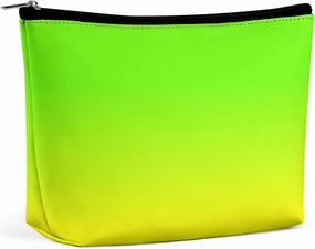 Small Cosmetic Bag, Neon Green and Neon Yellow Ombre Makeup Bags Elegant Roomy Pouch for Women,Travel Toiletry Accessories Organizer