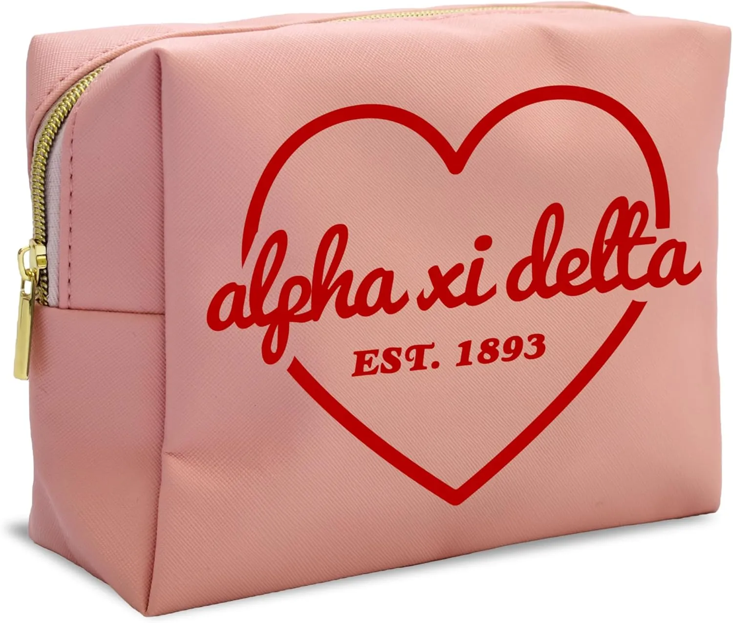Sorority Shop Alpha Xi Delta Makeup Bag - Multi-Purpose PU Leather, Water-Resistant Makeup travel bag with Licensed Design and Zipper Closure, Perfect Alpha Xi Delta Sorority Gifts for Women