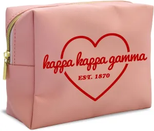 Sorority Shop Kappa Kappa Gamma Makeup Bag - Multi-Purpose PU Leather, Water-Resistant Makeup travel bag with Licensed Design and Zipper Closure, Perfect Kappa Kappa Gamma Sorority Gifts for Women