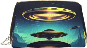 Spacecraft descend Printed Makeup Bag, Reusable Cosmetic Bag for Toiletry Travel, Cute Style for Women