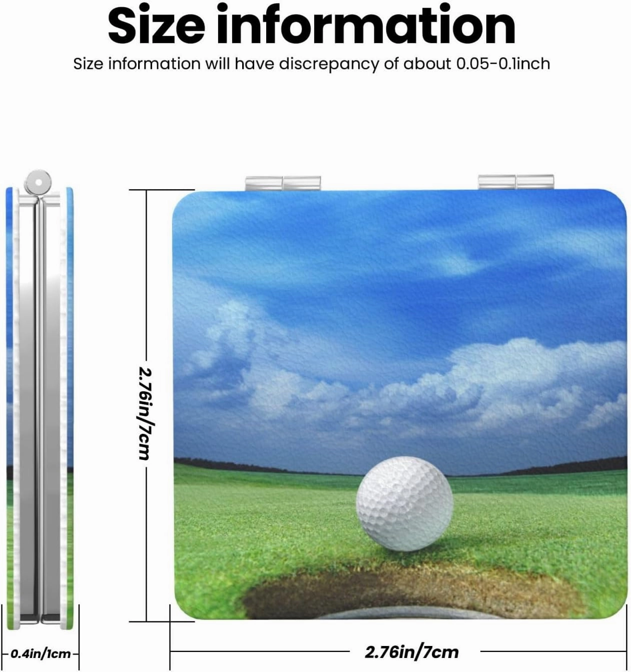Sport Golf Ball Theme Women Mini Cosmetic Mirror Folding Portable Pocket Makeup Mirror