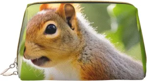 Squirrel Print Travel Makeup Bag, Women's Large Capacity Makeup Bag, Waterproof Portable Bag, Open Flat Makeup Bag
