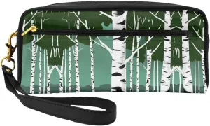 SSIMOO Birch Trees Print Travel Makeup Bag For On-The-Go Style For Storing Cosmetics And Beauty Essentials