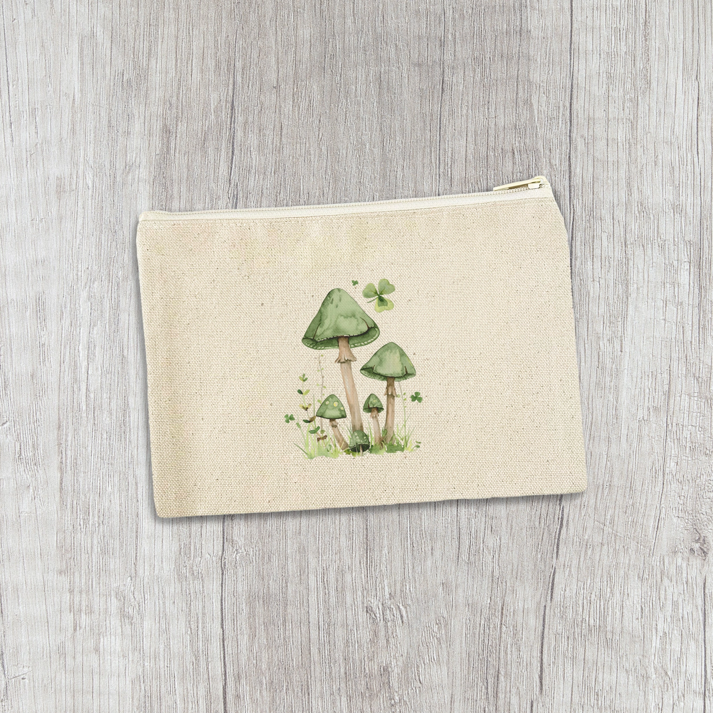 St. Patrick's Day Mushrooms - Canvas Zipper Pouch
