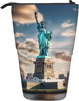 Statue of Liberty in NYC print Upright Pencil Case, Telescopic Pencil Holder, Cute Pencil Bag, Pencli Organizer