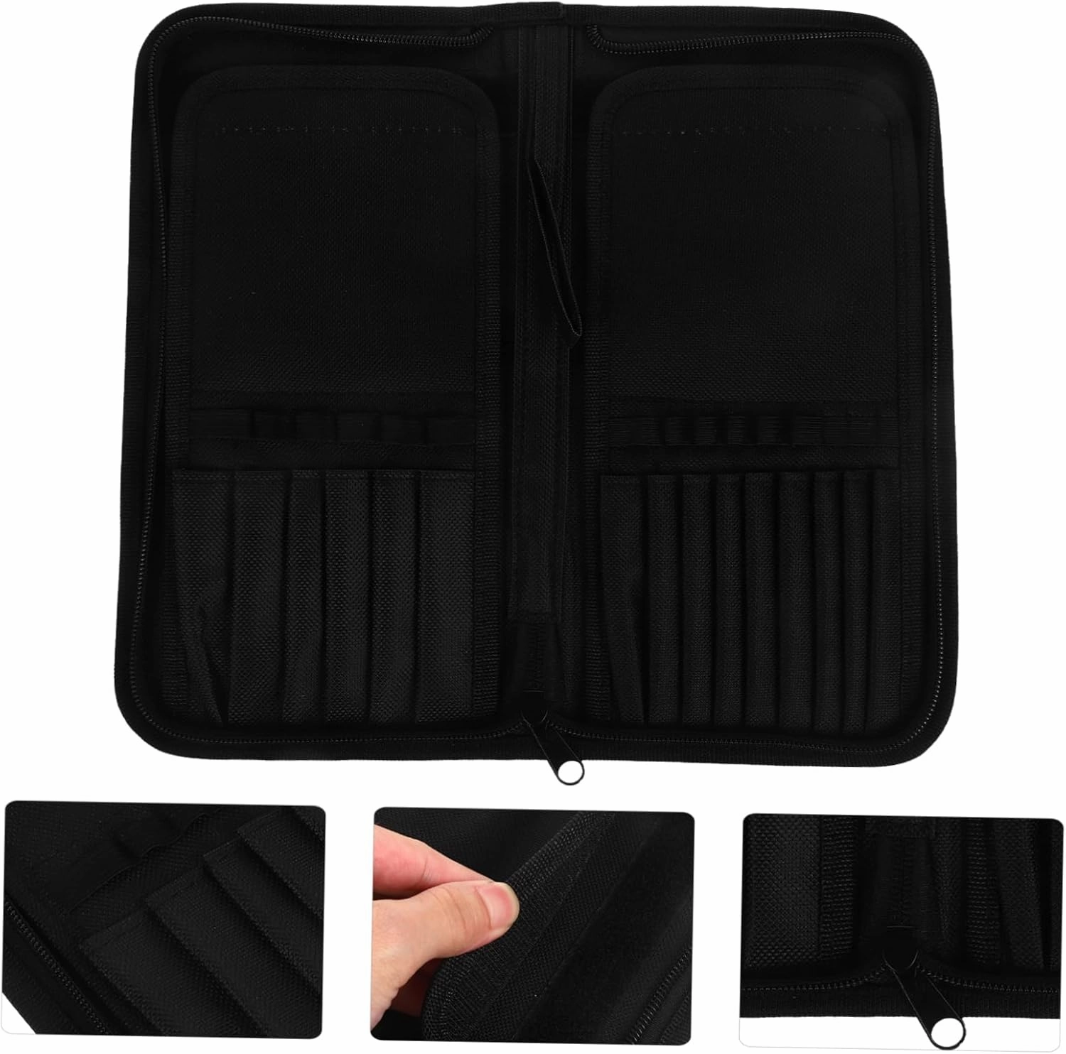 STOBOK 2 Pcs 15 Watercolor Oil Paint Brush Holder 15 Slots Canvas Rollup Case for Artists Makeup Brush Storage Organizer