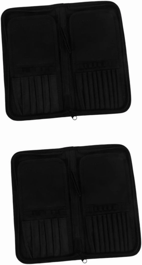STOBOK 2 Pcs 15 Watercolor Oil Paint Brush Holder 15 Slots Canvas Rollup Case for Artists Makeup Brush Storage Organizer
