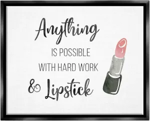 Stupell Industries Anything Possible With Lipstick Glam Makeup Inspiration Floating Framed Wall Art, Design By CAD Designs