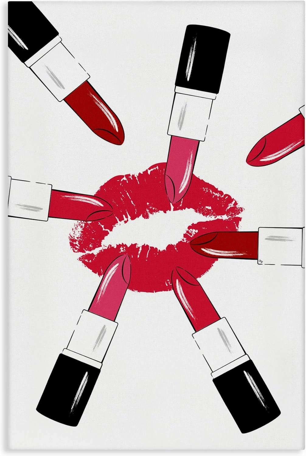 Stupell Industries Lipsticks & Kiss Canvas Wall Art Design by Martina Pavlova