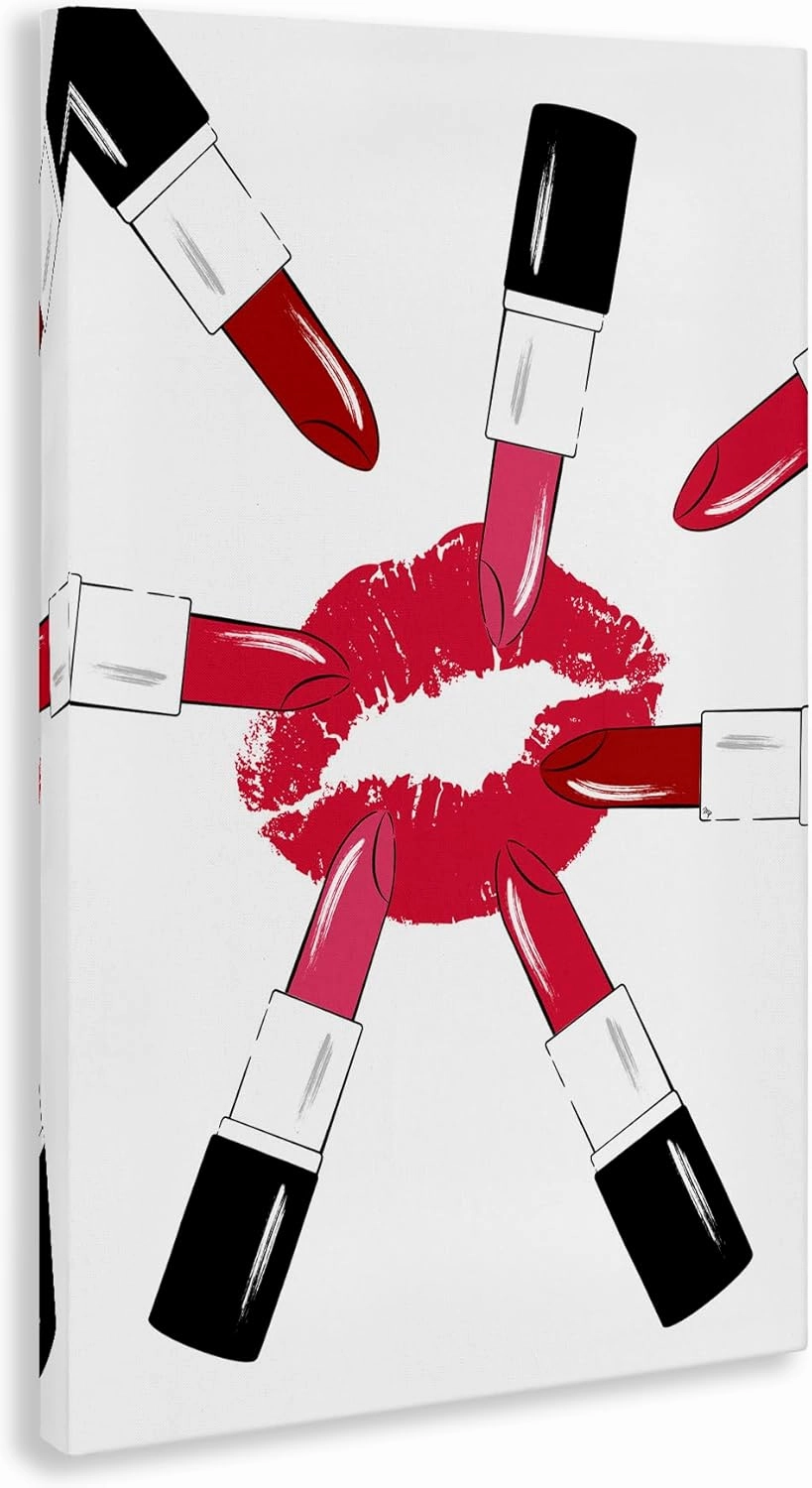 Stupell Industries Lipsticks & Kiss Canvas Wall Art Design by Martina Pavlova