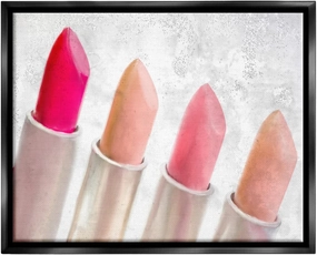 Stupell Industries Stylish Lipstick Assortment Dazzling Glam Makeup Floating Framed Wall Art, Design By Kim Allen