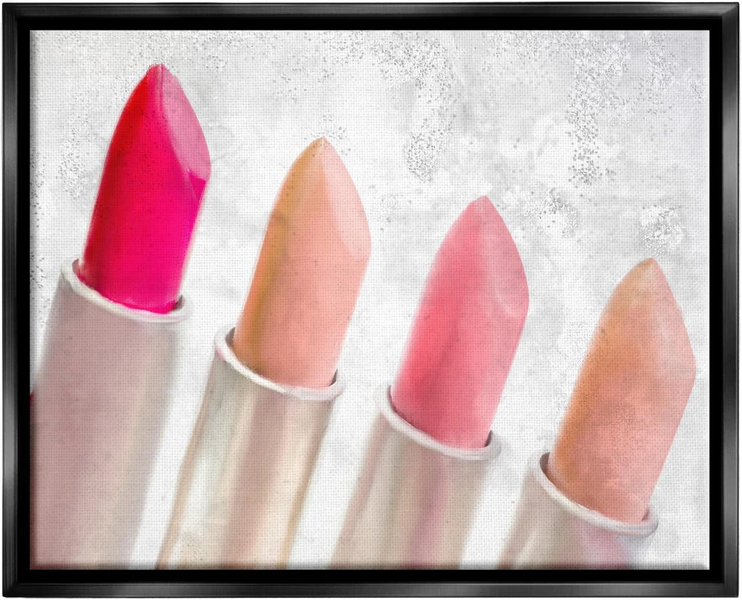 Stupell Industries Stylish Lipstick Assortment Dazzling Glam Makeup Floating Framed Wall Art, Design By Kim Allen