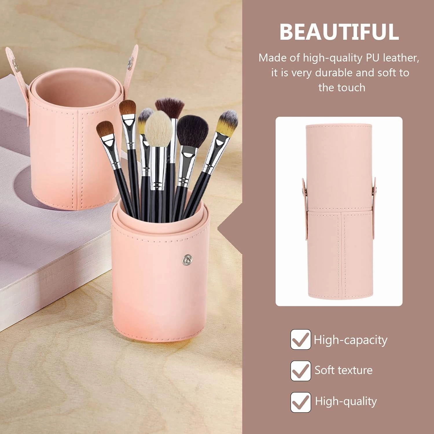 Stylish Brush Organizer Large Capacity Storage Bucket for Makeup Brushes Travel-friendly