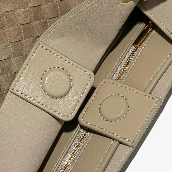Suede Woven Tote Bag for Women PU Leather Crossbody Bag Shoulder Bag Casual Handbag Satchel for Work Travel 2025