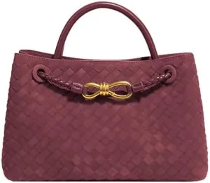 Suede Woven Tote Bag for Women PU Leather Crossbody Bag Shoulder Bag Casual Handbag Satchel for Work Travel 2025