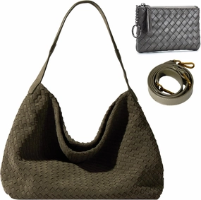 Suede Hobo Bag for Women Hand-Woven Bag Made of Suede Fabric Casual Tote Bag
