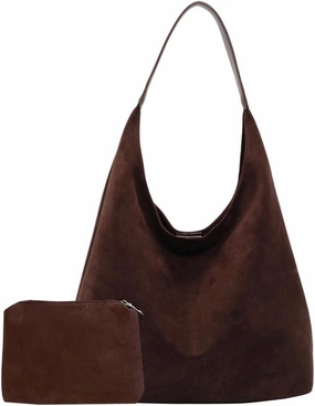 Suede Slouchy Women's Tote Shoulder Satchel Large Brown Office Travel Underarm Bag