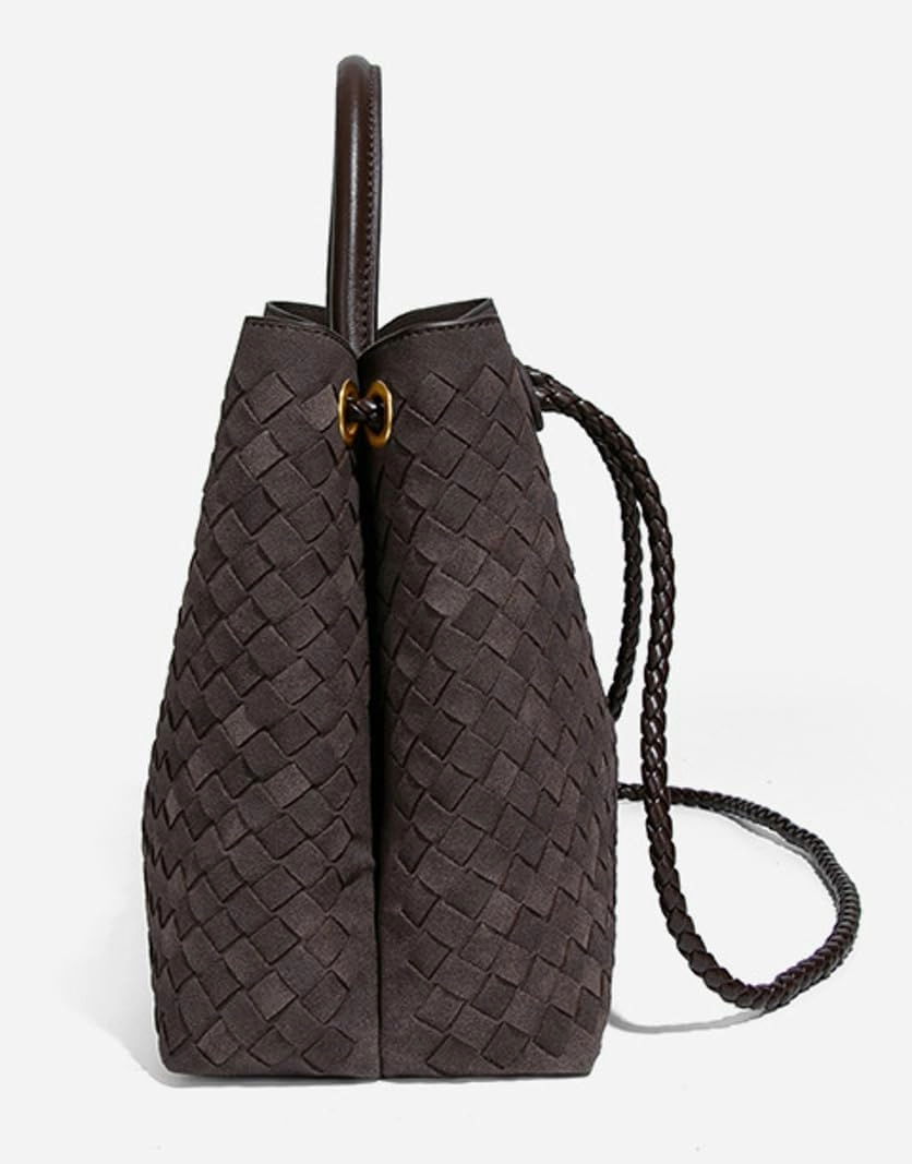 Suede Woven Tote Bag for Women PU Leather Hobo Bags Casual Crossbody Purse Shoulder Satchel Bag Top Handle Tote Handbag