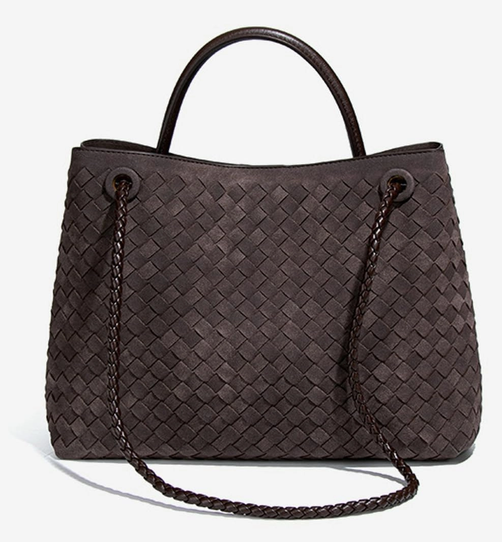 Suede Woven Tote Bag for Women PU Leather Hobo Bags Casual Crossbody Purse Shoulder Satchel Bag Top Handle Tote Handbag