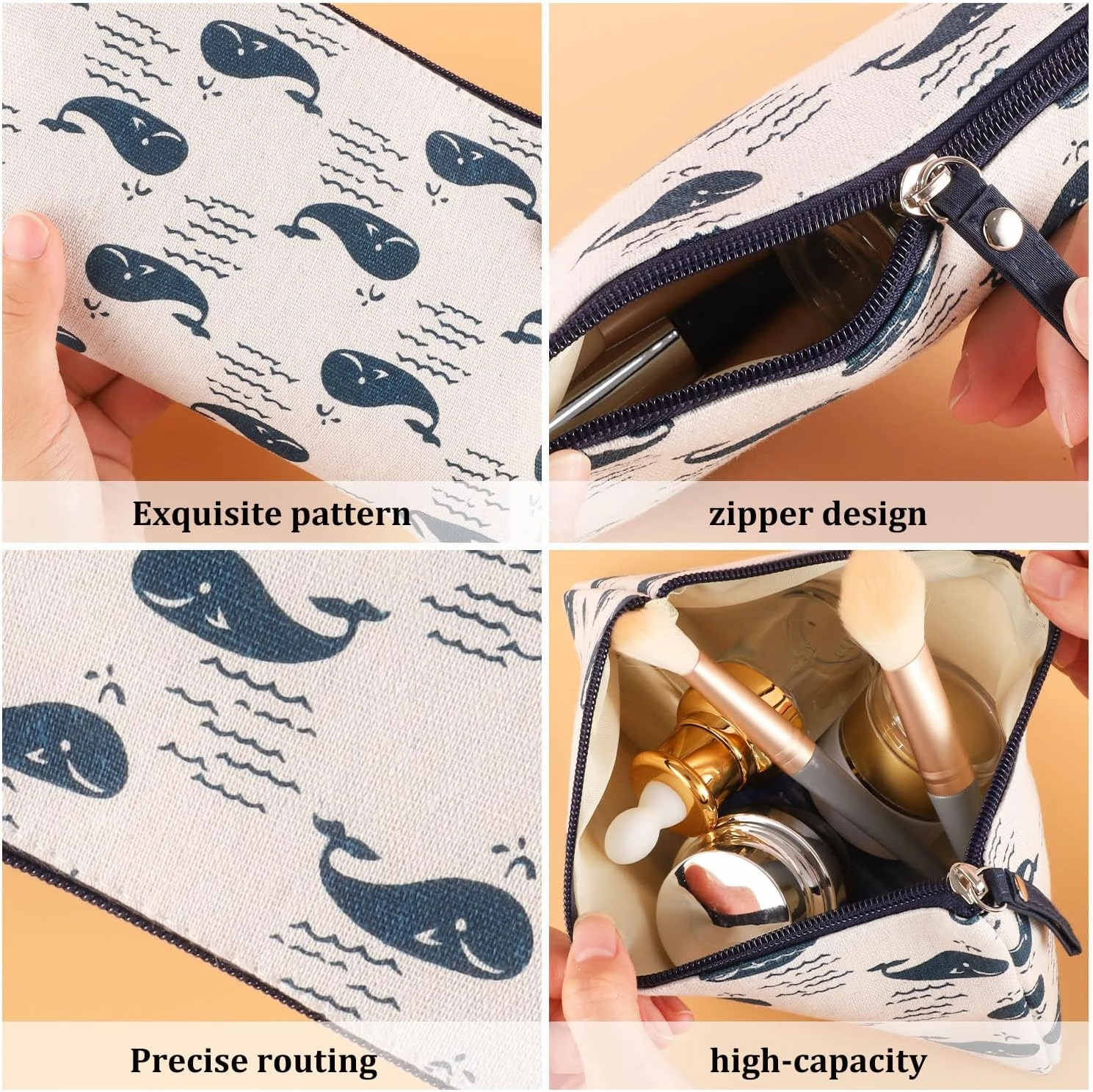 SUMAJU 8 Pcs Canvas Cosmetic Bag, Multi-function Travel Makeup Bag Cosmetic Pouch with Zipper Travel Toiletry Bag Small Makeup Pouch Christmas Gifts Stocking Stuffers for Women