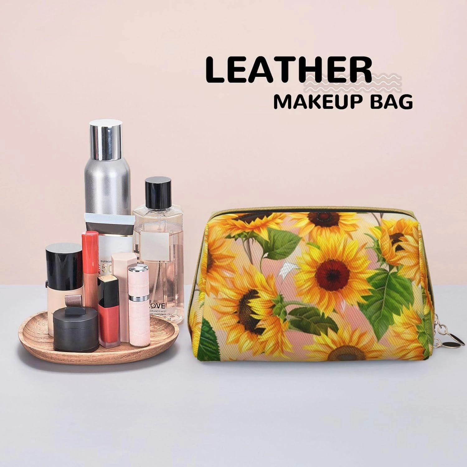 Sunflower Toiletry Pouch, Travel-Friendly Makeup Organizer For Makeup Brushes, Lipsticks