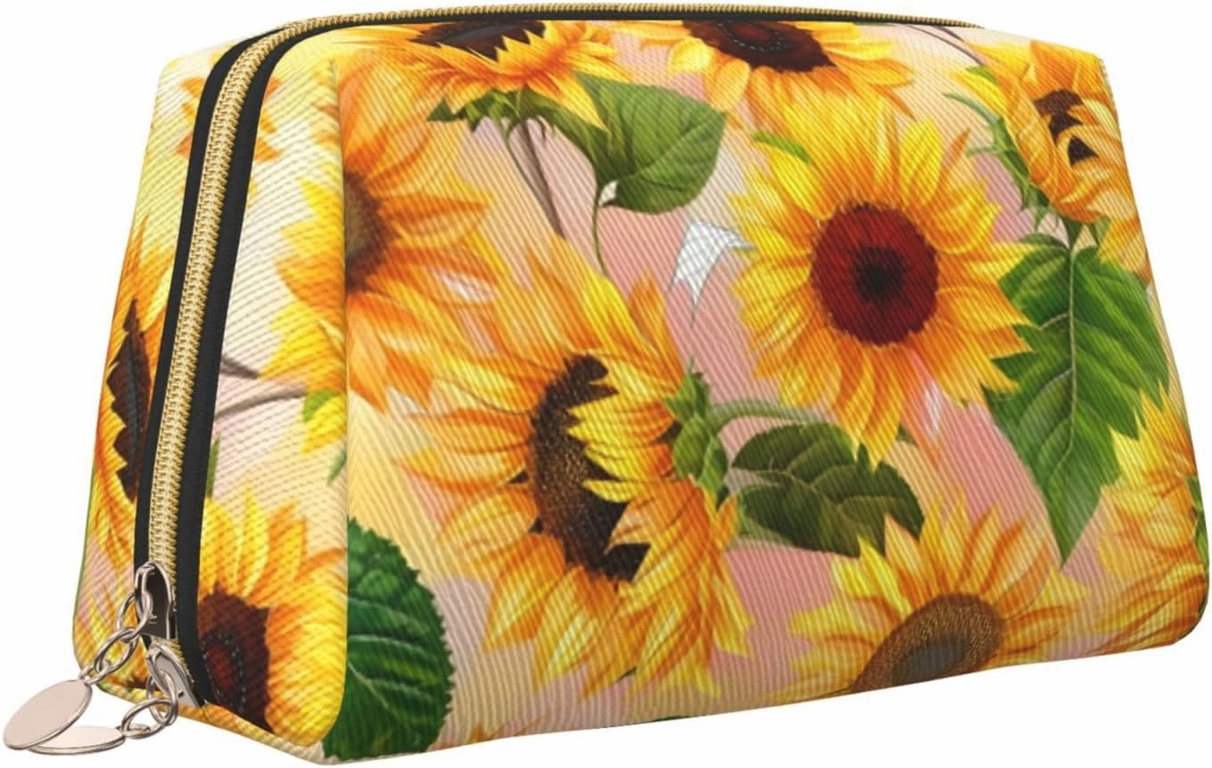 Sunflower Toiletry Pouch, Travel-Friendly Makeup Organizer For Makeup Brushes, Lipsticks