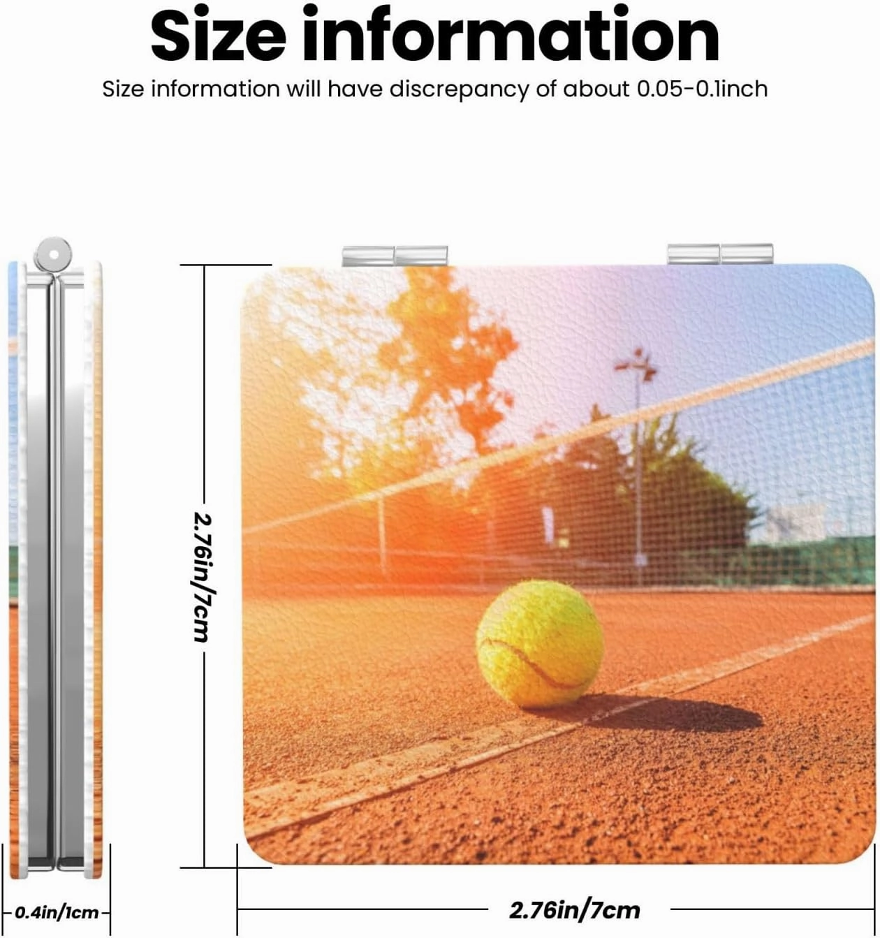 Sunny Day Tennis Stadium Ground Women Handheld Makeup Mirror Portable Compact Mirror Folding Mini Cosmetic Mirror