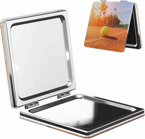 Sunny Day Tennis Stadium Ground Women Handheld Makeup Mirror Portable Compact Mirror Folding Mini Cosmetic Mirror