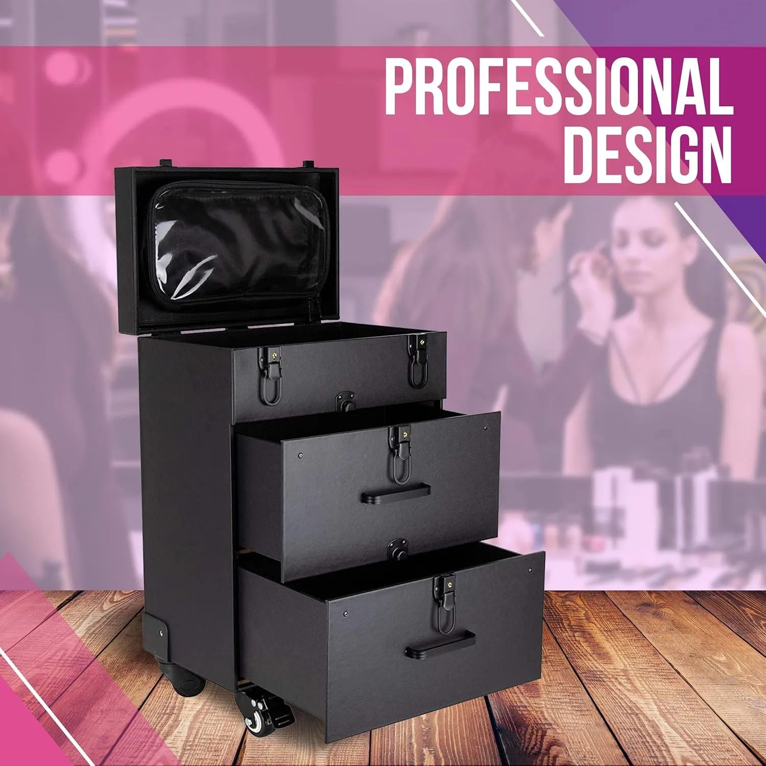 Sunrise Nail Artist Case, Black, 13.75x9x19.25 Inch (Pack of 1)